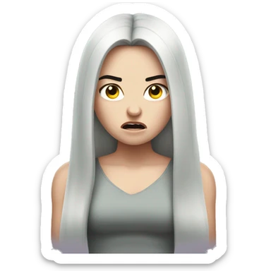 Angry pale girl with long black hair  sticker