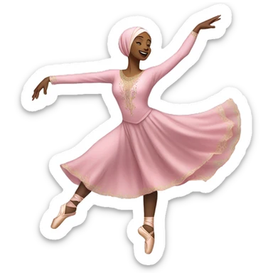 A hijabi ballet dancer emoji, mid-pose in an arabesque, wearing a flowing ballet dress and matching hijab, with delicate ballet slippers, vibrant colors, and intricate details on a transparent background.







 sticker