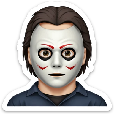 michael myers black eyes in the mask and upper torso sticker