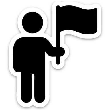 A person holding a black, yellow, and red flag sticker