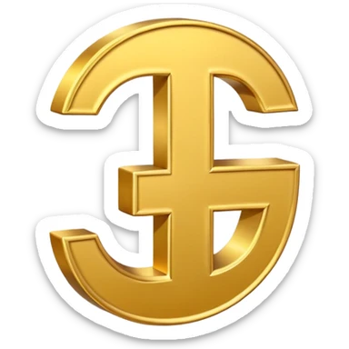 Symbole de currency en or en forme de lettre F précise, seul, 3D, brillant, style emoji simple et lisible sur fond uni. pas une autre lettre

F sticker