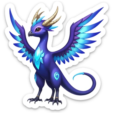 Starlit Glimmer-Blue Galaxy-Haloed Luminous Astral Feathered Noivern-Lunala-hybrid-creature (full body) sticker