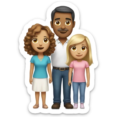 Puerto rican beard short brown hair  husband with blond long hair wife and brown long hair daughter Family  sticker