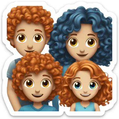 red haired blue eyed girl and curly boy smiling together  sticker
