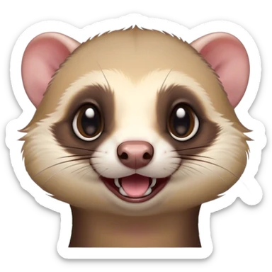 Cinematic Comical sable ferret Portrait Emoji, Head tilted dramatically with an exaggeratedly shocked expression, featuring a slender, wiggly body and a distinct sable ferret head with a pointed snout and small ears, with wide, hilariously expressive eyes full of humorous disbelief, Simplified yet hilariously expressive features, highly detailed, glowing with a slightly sassy natural glow, high shine, dramatic yet playful, stylized with an air of quirky charm, soft glowing outline, capturing the essence of a meme-worthy sable ferret that looks ready to scamper into viral fame! sticker