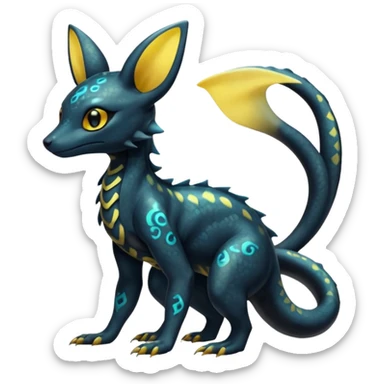 Shiny beautiful gorgeous ethereal Scaley Exotic Salandit-Umbreon-Fakémon-hybrid-creature (full body) sticker
