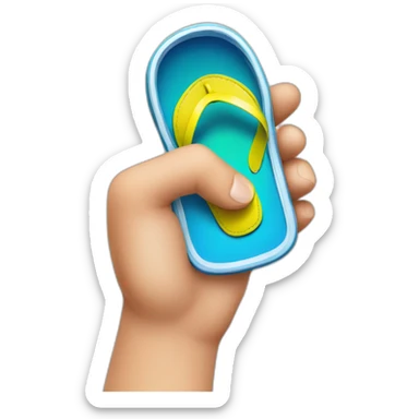 one hand holding a flip flop like a phone sticker