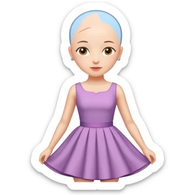 create pretty girl with bald head with pretty dress shot is waist close sticker