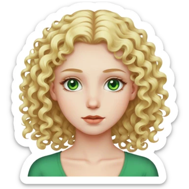 Tall curly blonde girl green eyes pale  sticker