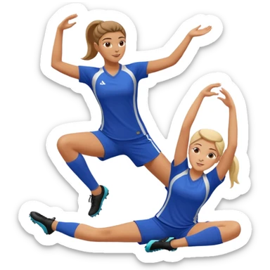 female soccer mentor and mentee stretching before practice sticker