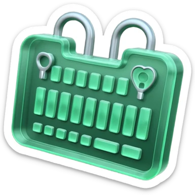 3D render of Swallowed Keys, X-Ray imaging aesthetic, translucent materials showing internal structure, stomach shape in greenish night-vision style with keys inside, medical scan style, emoji style, isolated on white background --v 6.0. sticker