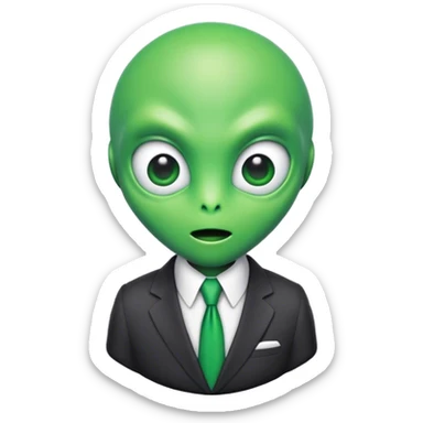 portrait of An alien in a suit emoji with a green-colored head.  sticker