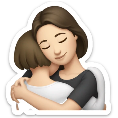 White brunette girl hugging her white brunette mom sticker