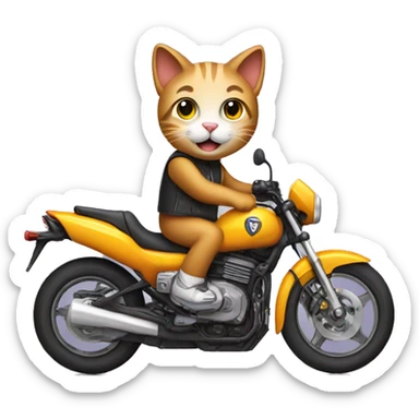 a cat riding a sport motorcycle  sticker
