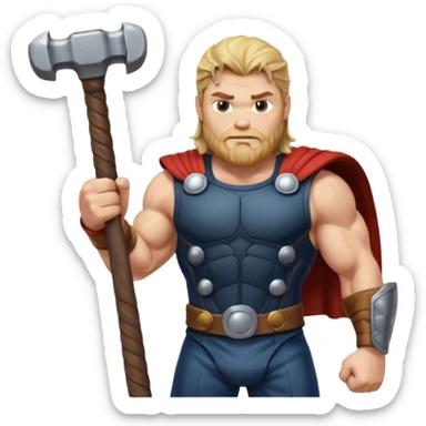 Thor emoji with hammer sticker