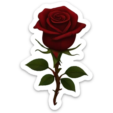 Black dagger through dark red rose sticker