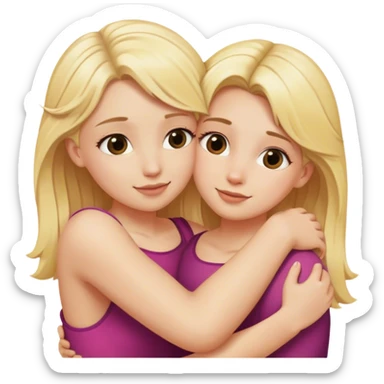 Two blonde girls hug each other sticker