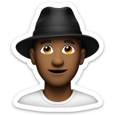 A red-skinned man with a black hat with 'P' on it sticker