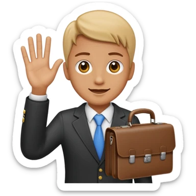 waving hand with a briefcase, end of shift emoji sticker