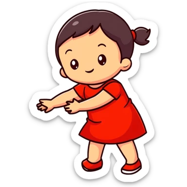 adorable child in a bright red dress sticker