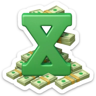 start with a 3d number 10 and letter x, "10x" and to its right, a cash pile, make bills rectangular, looking like a multiplier of the wad of cash sticker