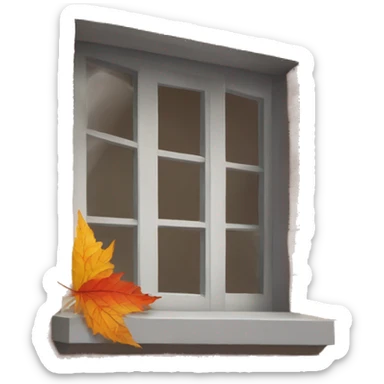 window sill with fall leaves sticker