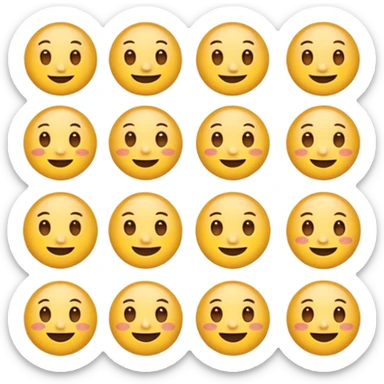 Round face emoji sticker pack with the following emotions: 😁- față radioasă cu ochi zâmbitori sticker