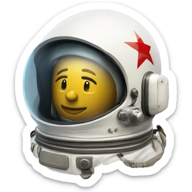ussr astronaut's helmet with a reflection of a panel house sticker