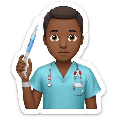 sick black man getting syringe shot arm sticker