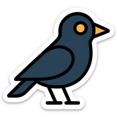 black bird, simple sticker