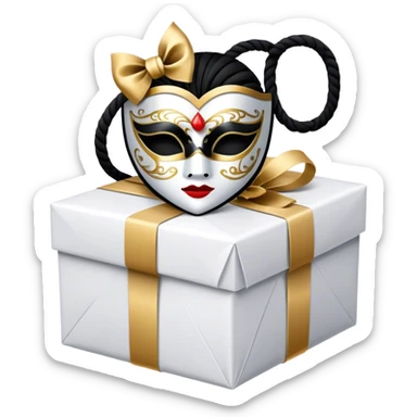 Gift wrapped with black rope and Tiny venetian mask sticker