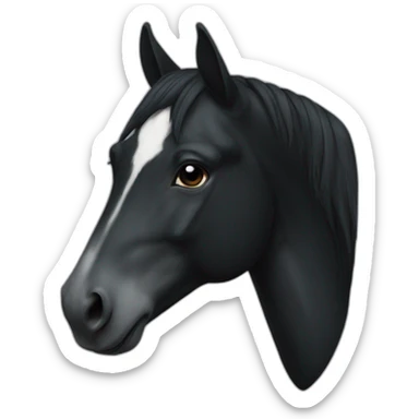 black horse’s head with white sticker