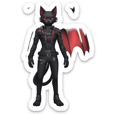 cool edgy black punk red ethereal fantasy nargacuga-bat-cat-Fakemon collar harness full body sticker