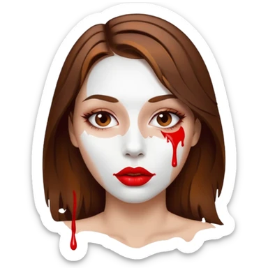 Brown Hair, Woman, white paint drip, face, hot, Sexy, lips sticker