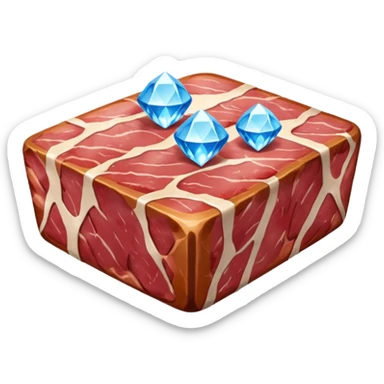 Meat with diamond textur and blue color sticker