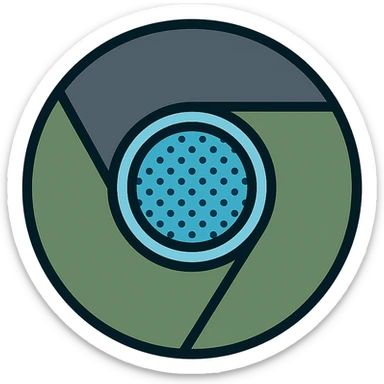 chrome browser icon, flat icon style, color scheme grey dark green, stippling effect, low detail, suitable for ico format, personal use, alternate version sticker
