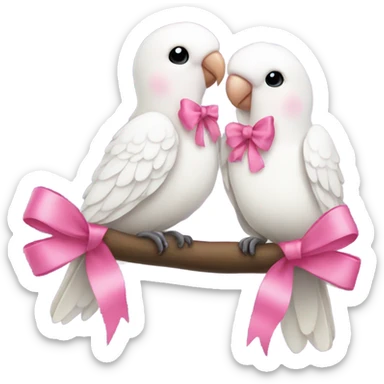 White love birds doves pink bows sticker