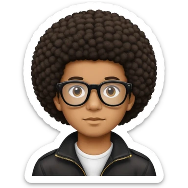 Brown Skin boy with an afro , wearing black glass. sticker