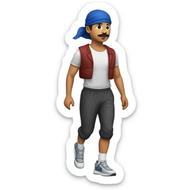 metis man, little moustache, durag, jogging, full body sticker