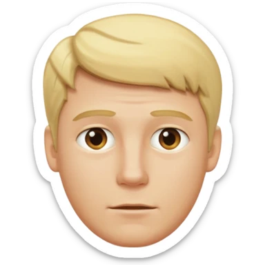 white man with blonde hair and visibly hot neck sticker