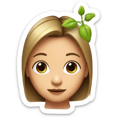 Girl’s face with a sprout growing on top of her head  sticker