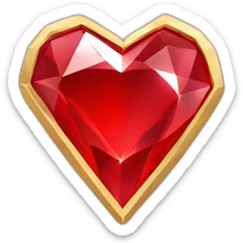 Red heart diamond with gold border sticker
