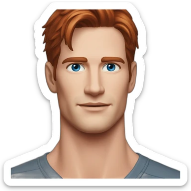 Ryan mcpartlin turtleneck Blue eyes neat slicked back red hair handsome chiselled jaw sharp cheekbones sticker
