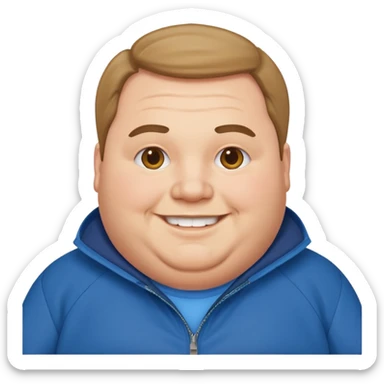 fat man wearing blue jacket sticker