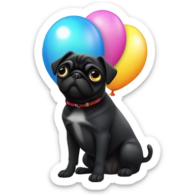 Black pug  and a ballon that says  “I’m sorry” sticker