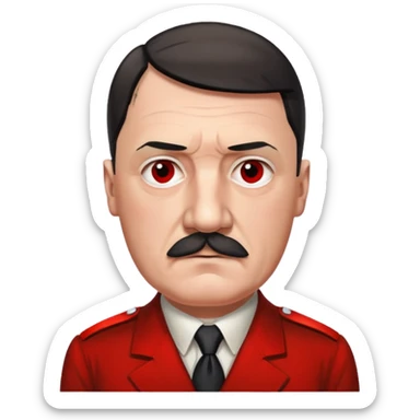 adolf hitler with a square mustache and a red band on his arm sticker