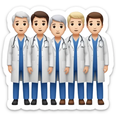 5 doctor staff all men make the differ in age make some space between em sticker