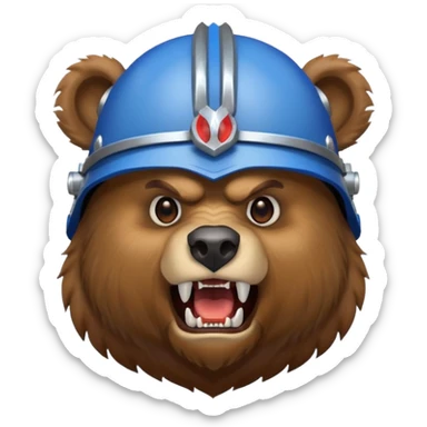 Bear wearing blue horned helmet growling sticker
