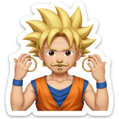 puedes hacer un chico con perilla y bigote el piercing septum y dos aros en las orejas haciendo la pose de goku super saiyan sticker