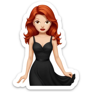 Rita Hayworth with long red hair, hazel eyes, black outfit sticker